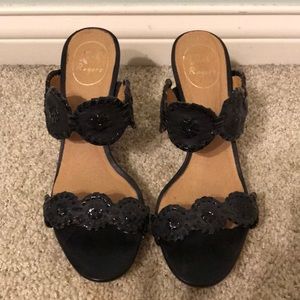 Jack Rogers black wedges size 8